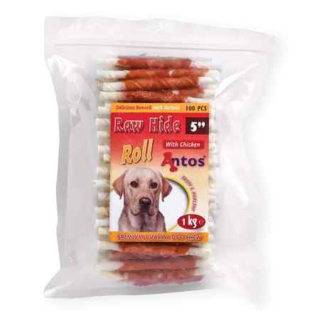 Antos Raw Hide White + Chicken Roll 100 stuks