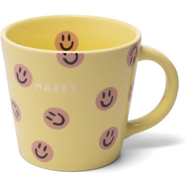 Vondels cappuccinokop Happy smileys geel