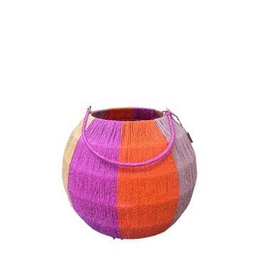 Jute lantaarn rond naturel/geel/oranje/fuchsia