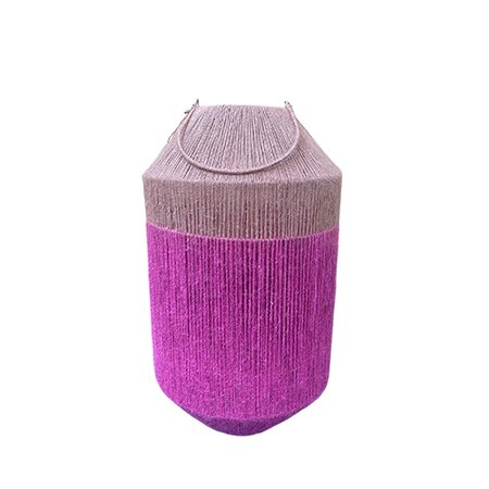 Jute lantaarn naturel/fuchsia