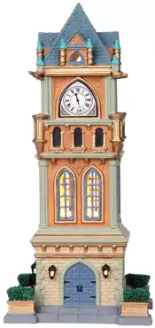 Lemax municipal clock tower kersthuisje met verlichting - afbeelding 1