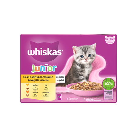 Whiskas Pouch junior gelei gevogelte select