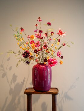 Zijden boeket 'Raspberry Sunrise' groot