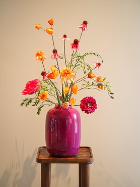 Zijden boeket 'Raspberry Sunrise' middel
