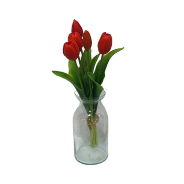 Zijden tulpenbosje 5 stuks - rood